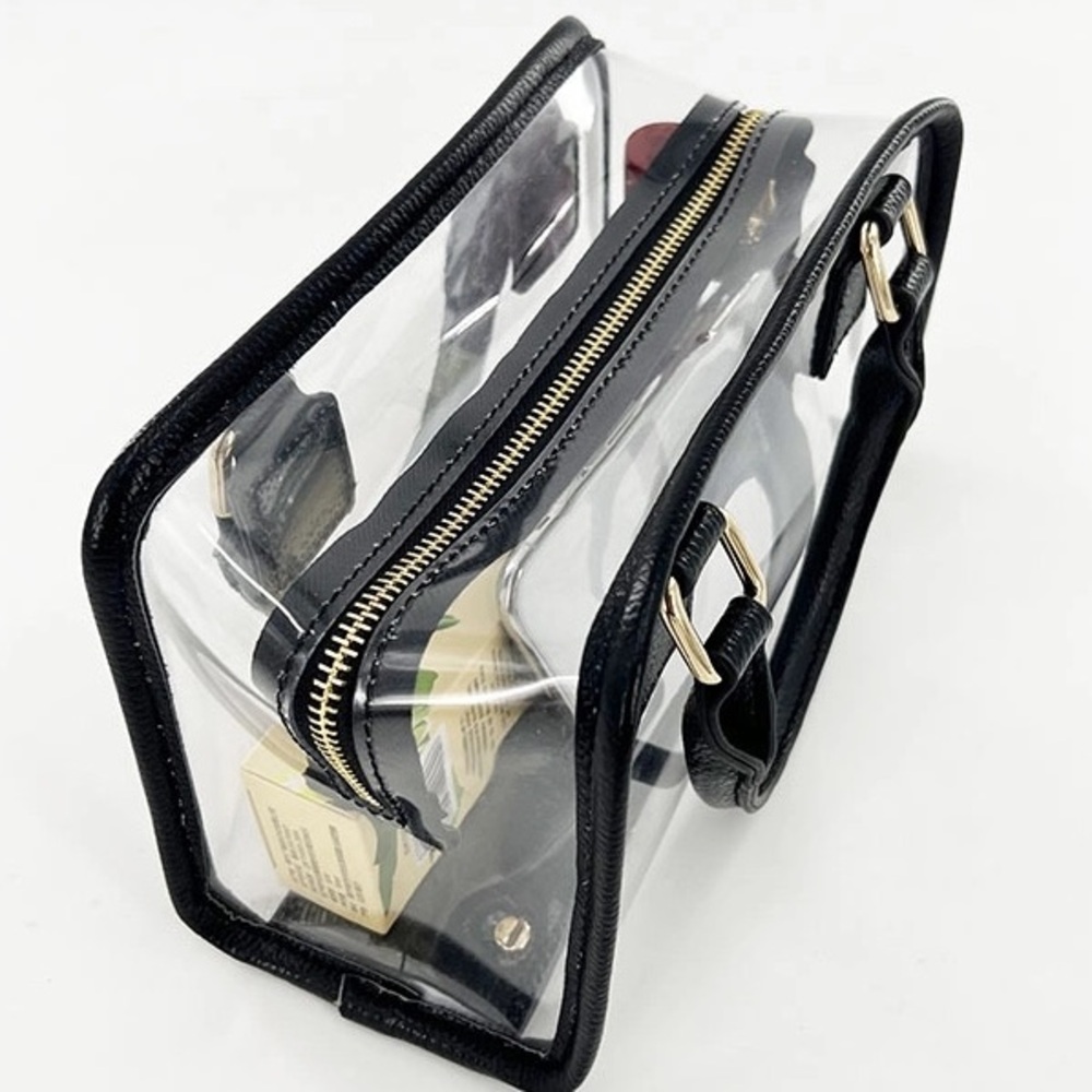 🖤 NWOT Clear PVC Transparent Jelly Bag Black Trim – Top Handle Crossbody Purse - Picture 9 of 15